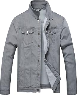 QIMYUM Jean Jacket For Men, Distressed Slim Denim Jacket
