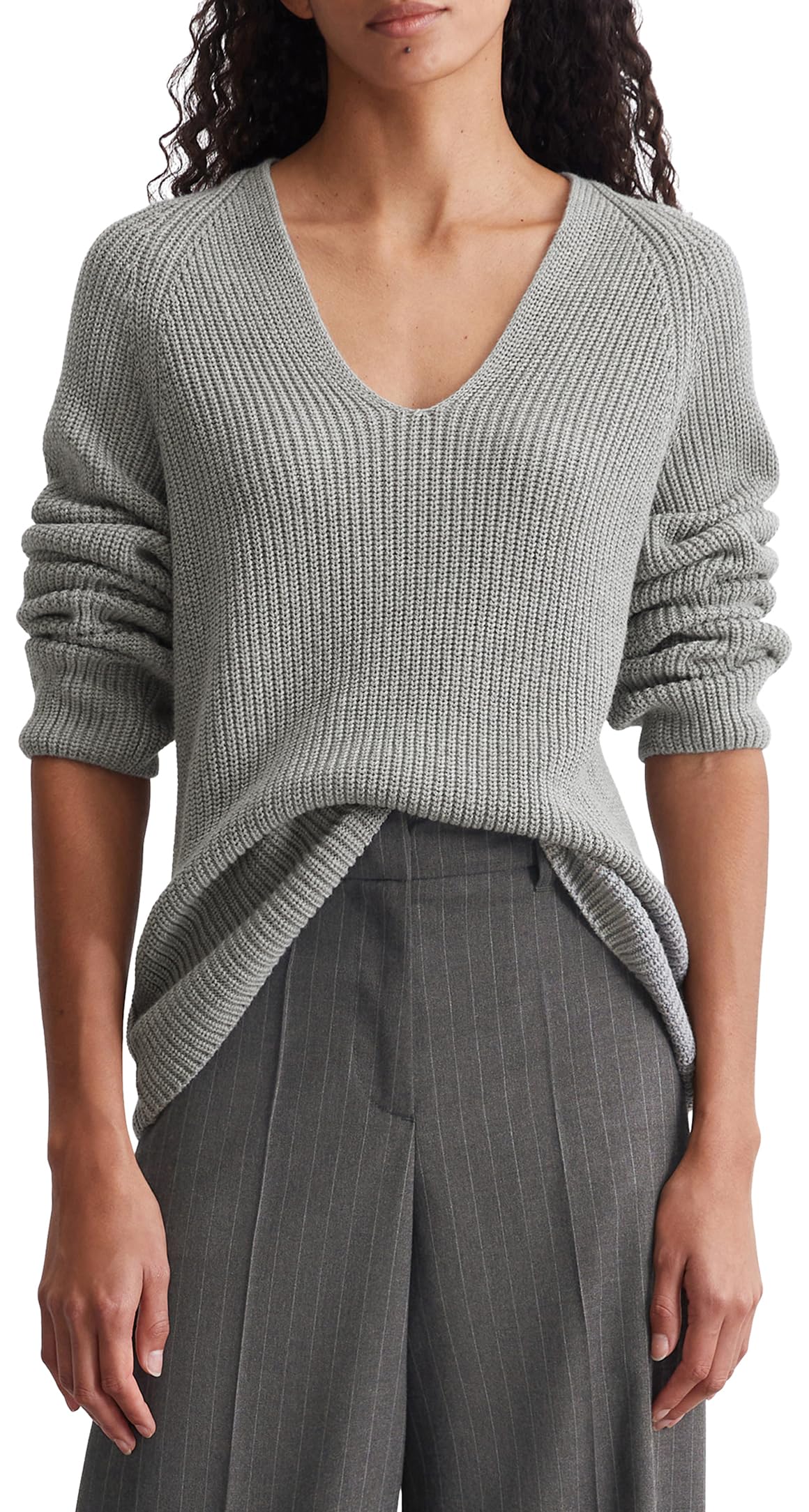 Marc OPolo Women's Organic Cotton Knitted Pullover with V Neck