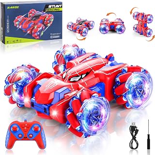 Spider Remote Control Car Headlight Double Sided Off-Road 360° Rotating Car | 2.4Ghz Rechargeable RC Stunt Car 4WD RC Drift Stunt Car for Boys Indoor Outdoor Toys 4-6 5-7 8-13