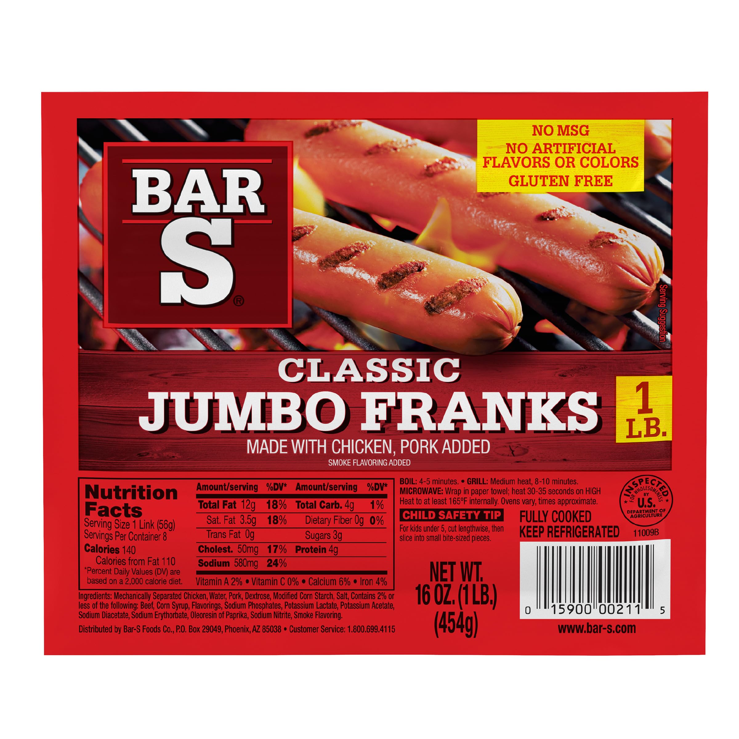 Bar S Jumbo Franks, 16 oz