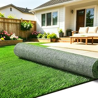 Fake Grass Artificial Turf Outdoor Indoor Use with Drainage Holes, 6.5x10FT