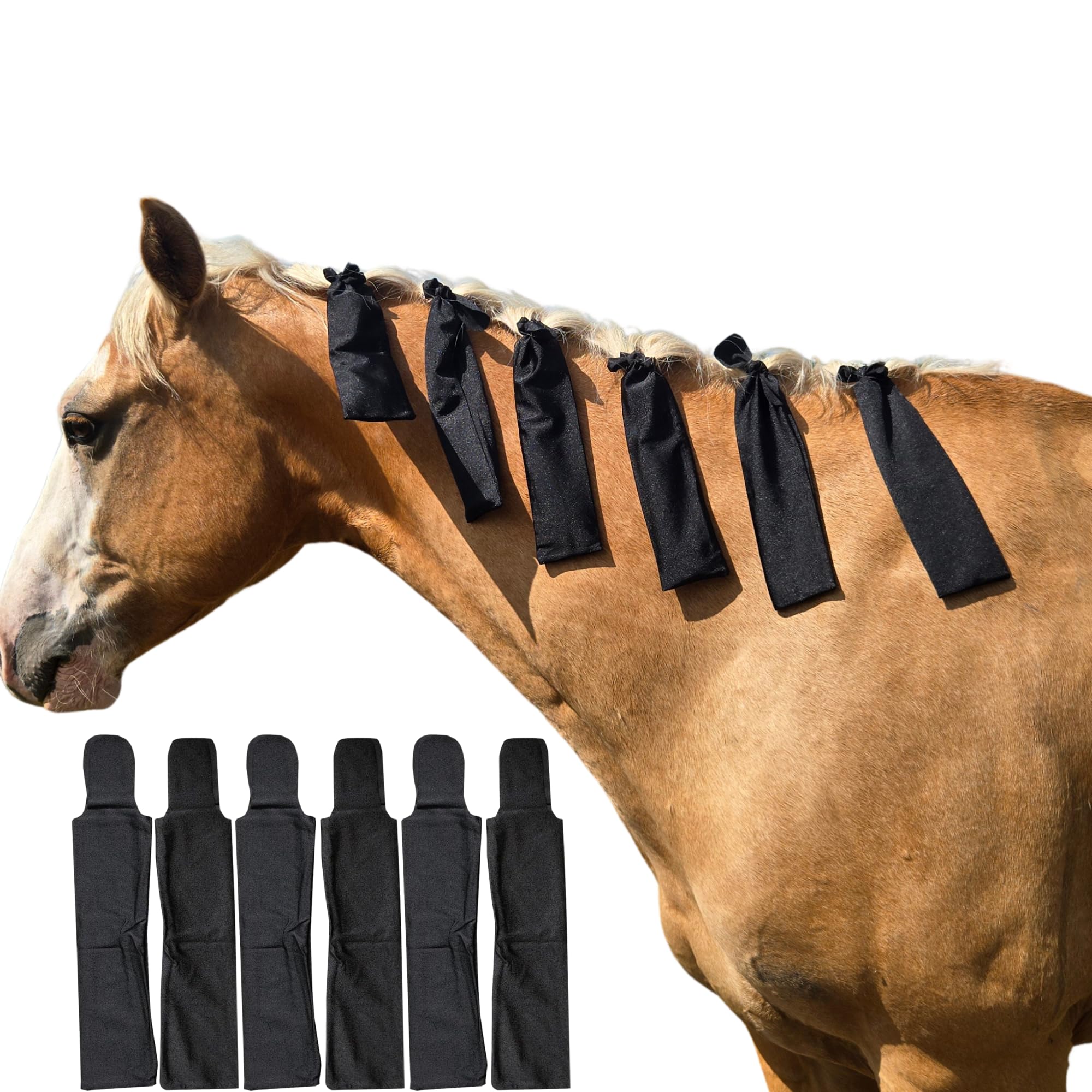 Horse Mane Bags for Horses, Set of 6 Handmade Lycra Mane Bags, Helps Reduce Tang