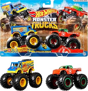 Hot Wheels Monster Trucks Demolition Doubles (Styles May Vary)​​​ ​ | Includes 2 Toy Trucks in 1:64 Scale for Head-To-Head Smashing & Crashing, For Play or Display
