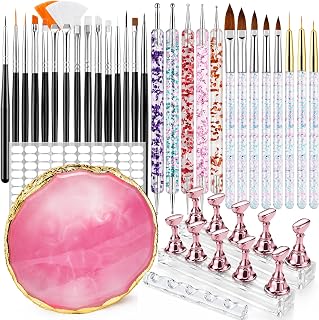 Nail Art Tools Set with 23 Brushes, Nail Stand, Nail Stuff