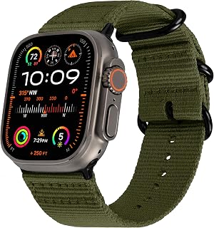 Carterjett EXTRA LARGE Hiking Trail Nylon Band - Compatible with Apple Watch 49mm 46mm 45mm 44mm for Men Women, XL for Big Wrists, Xtra Long, Soft Braided Sturdy Weave Sport Strap for iWatch Ultra 4/3/2/1, iWatch SE 3/2/1, All Series & Models (Army Green, XL)