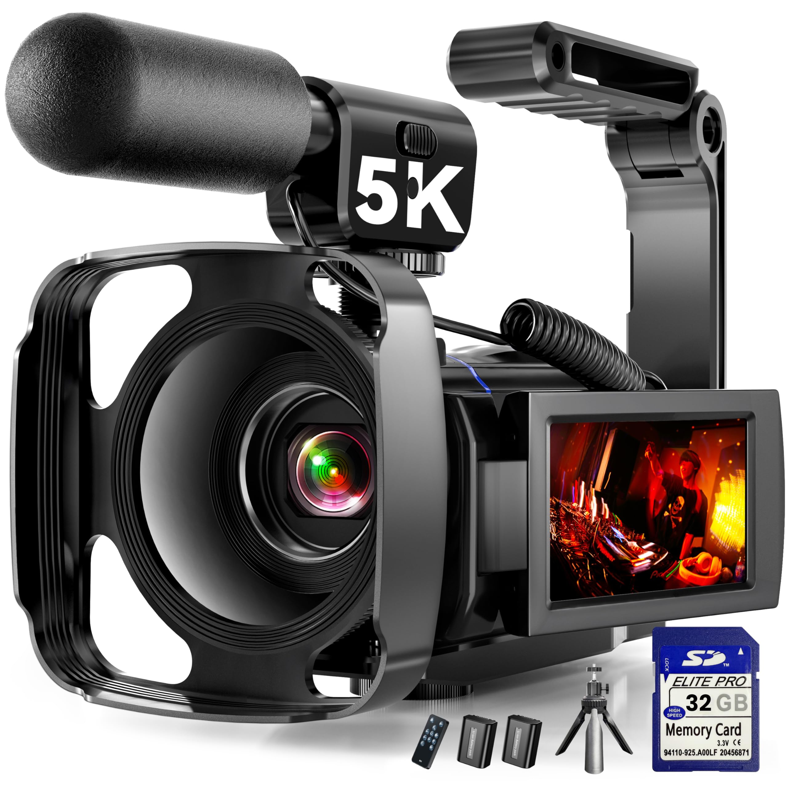 5K Video Camera Camcorder, 64MP Vlogging Camera for YouTube with 3" 270° Rotatab