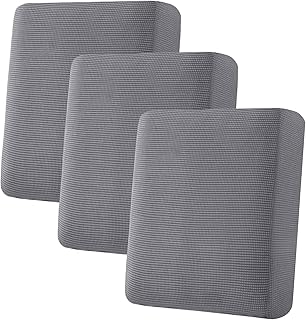 H.VERSAILTEX Super Stretch Individual Seat Cushion Covers Sofa Covers Couch Cushion Cover Slipcover Sets Thick Jacquard Textured Twill Fabric (3 Piece Sofa Cushion Covers, Grey)