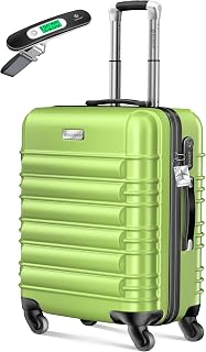 KESSER Hard Travel Suitcase with Suitcase Scale + Luggage Tag, Trolley with Combination Lock, 4 ABS Wheels, Telescopic Handgepäck Light Green, Handgepäck 55 cm - 55L