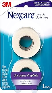 Nexcare Durable Cloth Tape, Woven Tape, Securely Holds Bulky Wound Dressing - 1 In x 10 Yds, 2 Rolls of Tape