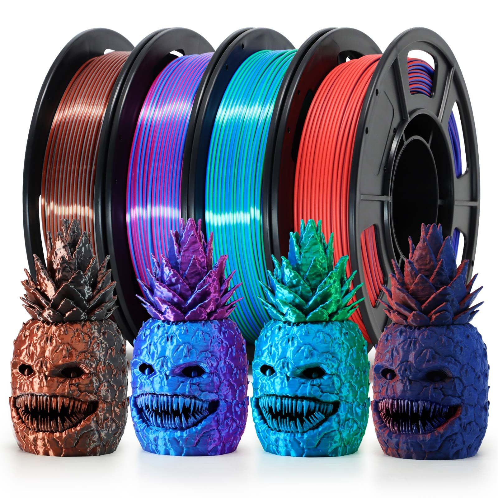 EONO Dual Colour Silk PLA Filament 1.75mm 4×250g Multicolour 3D | Dual colour si