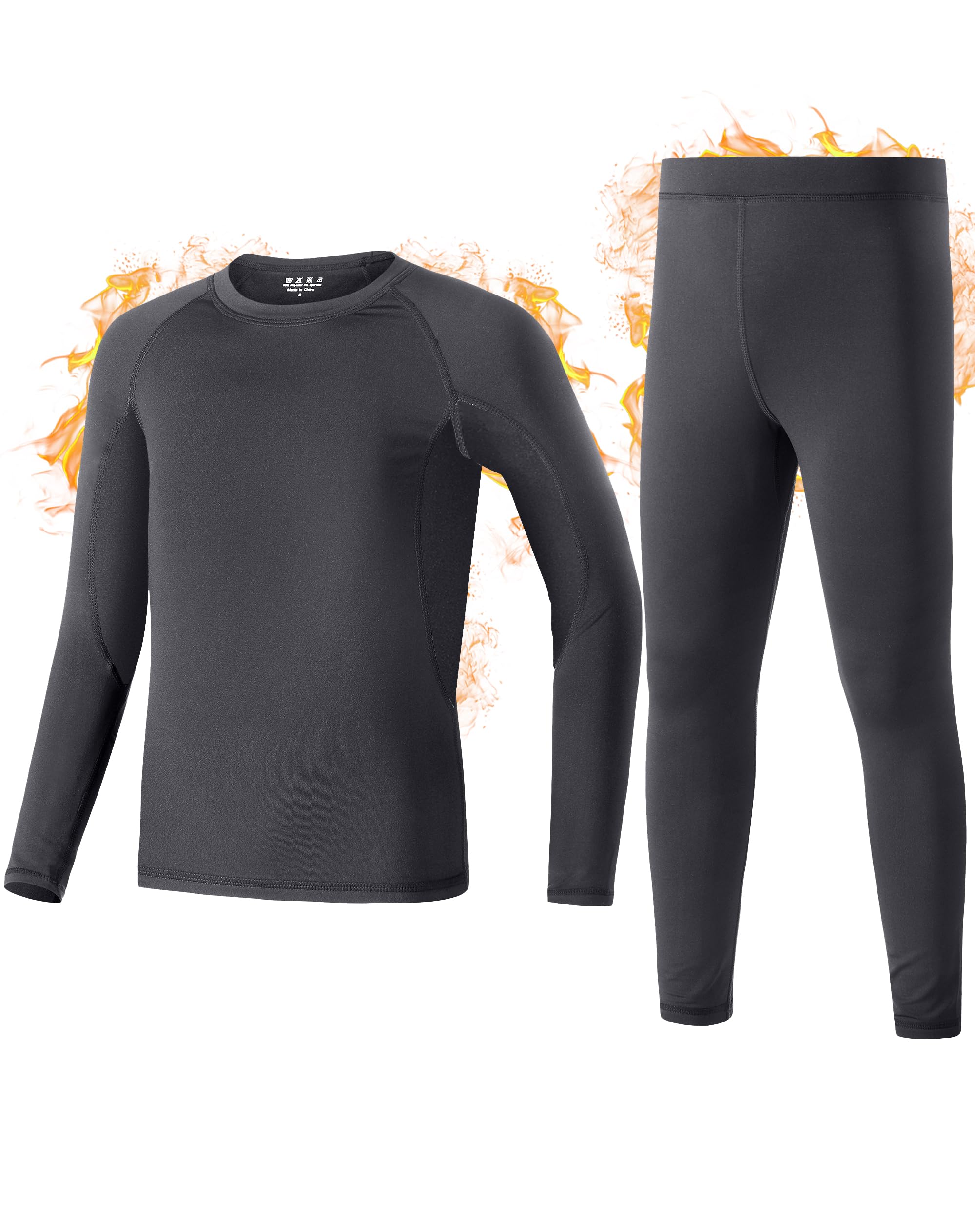 Kids Thermal Base Layer Set Fleece Lined Underwear Warm Long Johns