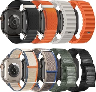 8 Pack Compatible with Apple Watch Ultra 3/Ultra 2 Bands for Men Women 49mm | 46mm 45mm 44mm 42mm Trail Loop+Alpine Loop+Ocean+Nylon Sport Loop for iWatch Ultra 4/3/2 Series 12/11/10/9/8/7/6/5/4/3/SE3 2