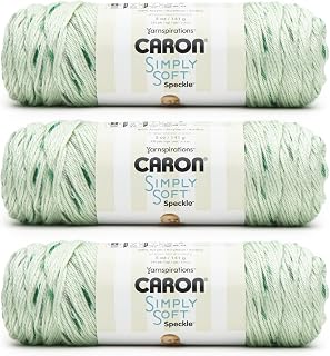 Caron Simply Soft Speckle Acrylic Yarn for Crocheting, White Sage, 3-Pack | #4 Worsted Yarn, 100% Acrylic, Soft Yarn for Crocheting & Knitting, Baby Garments, Speckled Finish, 235yd, 141g/5oz per skein