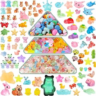 230pcs Mini Resin Animals Mixed, 77 Styles Tiny Luminous Glass Animals | Small Plastic Animal Figures Glow in the Dark for Potted Micro Landscape Fairy Garden Aquarium Dollhouse Decor