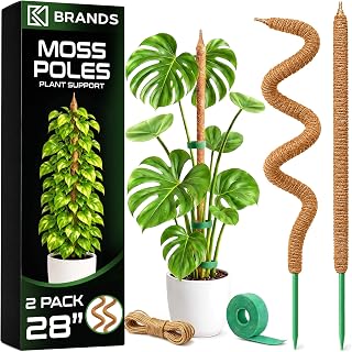 2Pcs 28'' Moss Pole Monstera Plant Support - Plant Stakes for Indoor Plants | Bendable Moss Poles for Climbing Plants, Tall Coco Coir Pole Sticks, Monstera Trellis