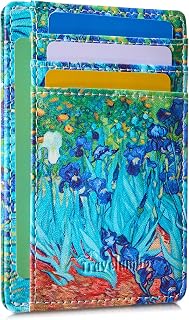 Travelambo Slim Minimalist Leather Wallet with Front Pocket RFID Blocking Medium Size Minimalist