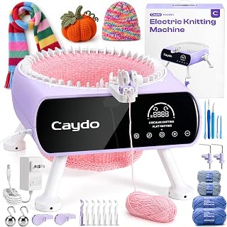 Caydo Electric Knitting Machine M1 Pro, 48 Needle Automatic Knitting Kit | Highly Efficient Hands-Free, Preset Row Counter, Dual Mode Electric Circular Knitting Loom Machine for Fast DIY Hat, Scarves