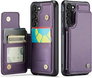Vinich for Samsung Galaxy S23 Wallet Case with Card Holder, Purple