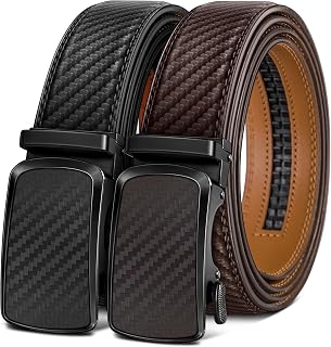 BULLIANT Men's 2-Piece Automatic Leather Belt - Width 35 mm - Gift Box - Adjustable Size