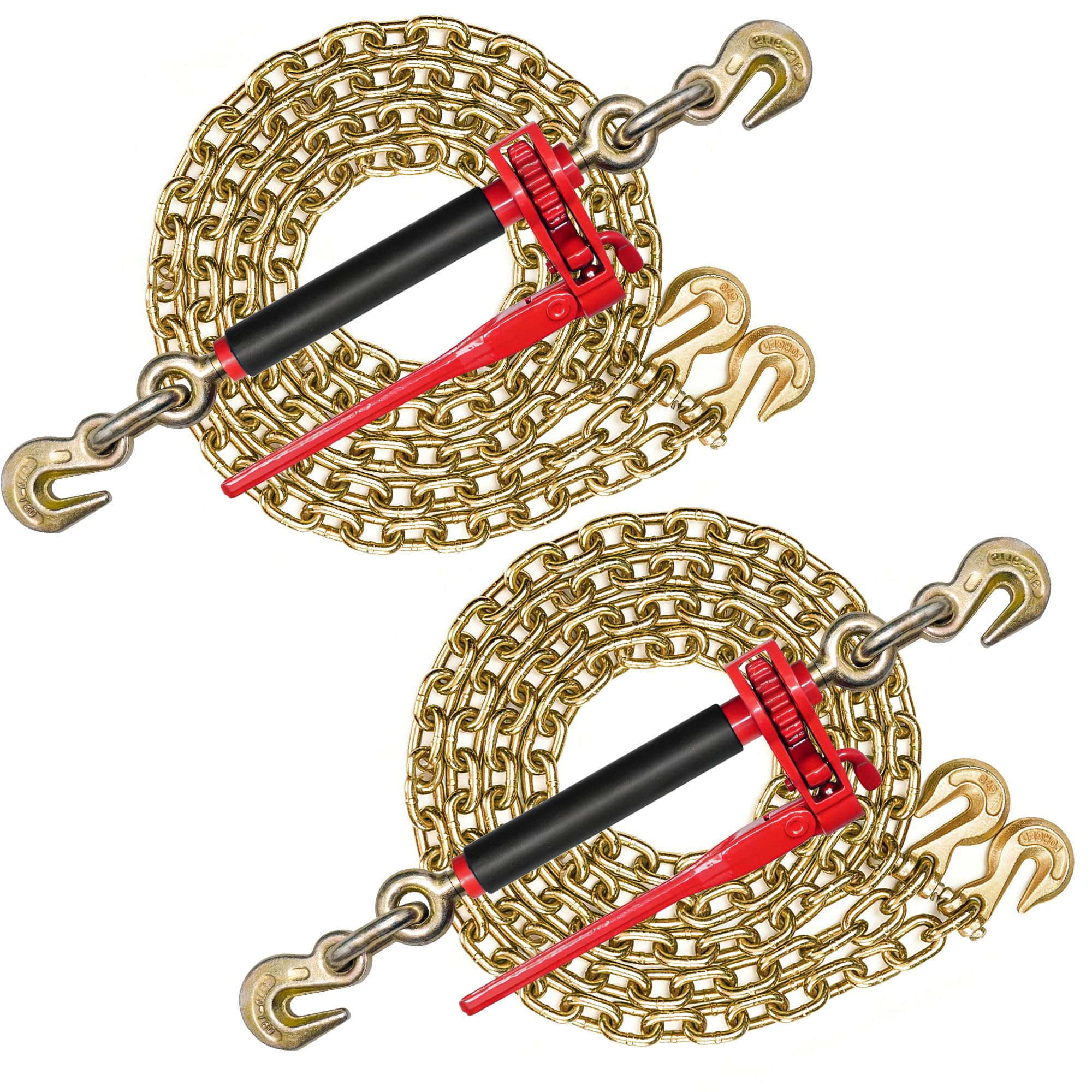 Krytonel Load Binder & Grade 70 Chain Kit | 5/16" x 10 ft Transport Chains with 