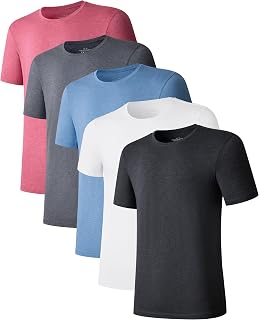 COLORFULLEAF 3/5-Pack Mens Bamboo T-Shirt Undershirt Lightweight Short Sleeve Crew/V Neck Tshirt Multipack S,M,L,XL,XXL