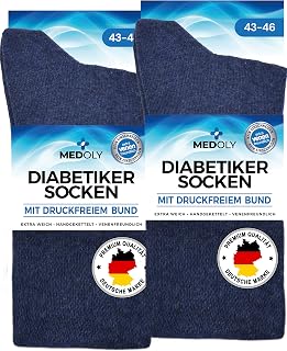 MEDOLY Unisex Diabetic Socks (6 Pairs) without Elastic Cuff, with 97% Cotton, Socks without Disturbing Seam