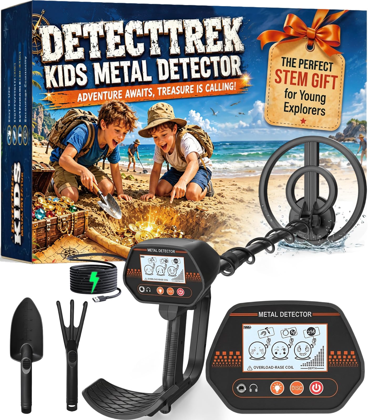 DetectTrek Metal Detector for Kids, Easy to use, Fun LCD Display, Lightweight & 