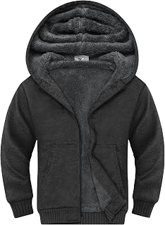 ZITY Boys Zip Up Hoodie Fleece Jacket Kids Sherpa Lined Sweatshirts Outerwear Unisex Warm Winter Coat 6-15 Years Old