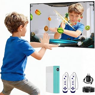 AR Motion Gaming Console for Kids: Plug & Play Active TV Video Game (Cyan) | 34 Preloaded Games, AI Tracking, Motion Sensing+Gamepad - Family Game Night and Playdates; Gift for Boys Girls Ages 4-12