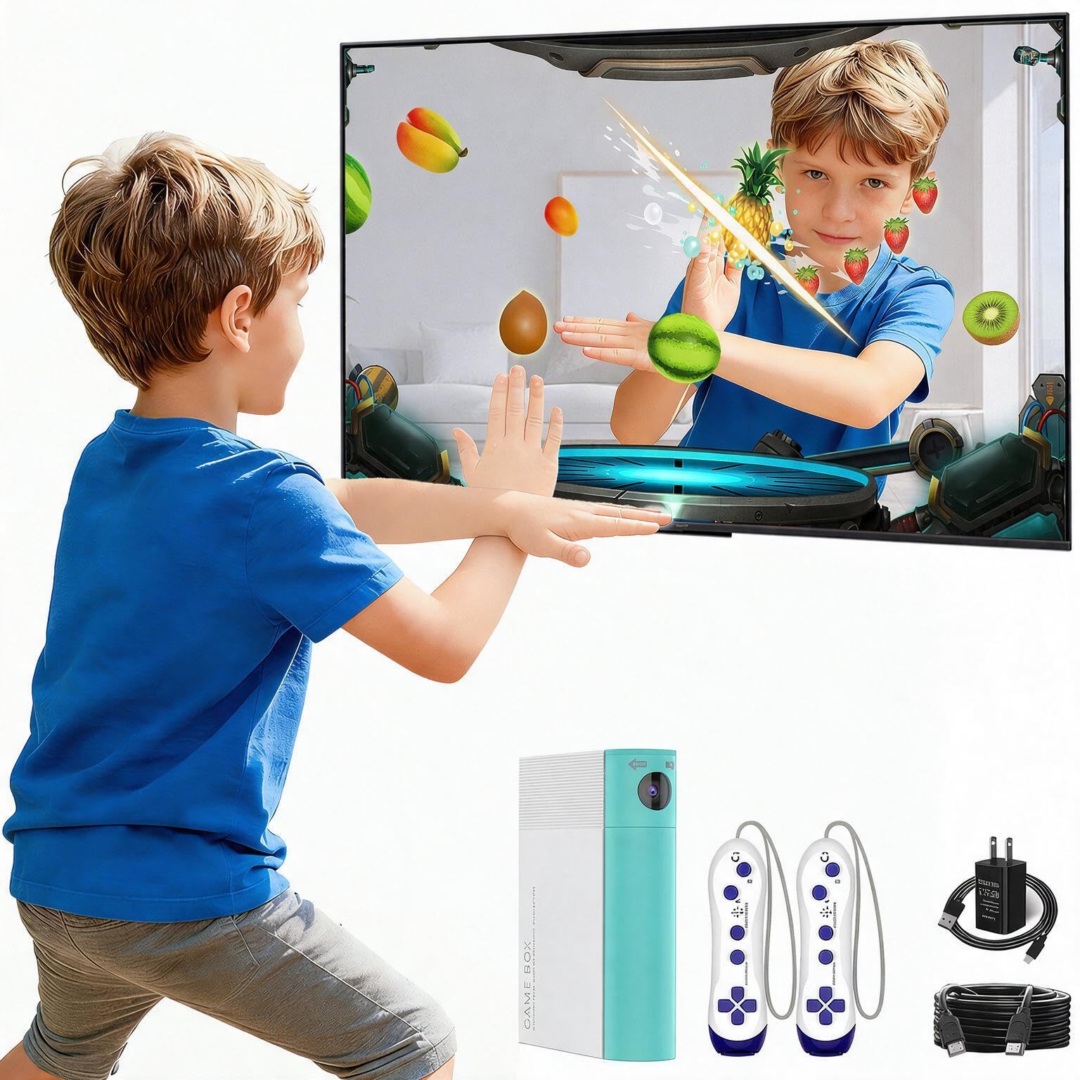 AR Motion Gaming Console for Kids: Plug & Play Active TV Video Game (Cyan) | 34 