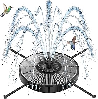 SZMP Solar Fountain with 3 Spray Height, 3.5W Glass Solar Bird Bath Fountain with 4 Adjustable Rotating Rods, and 8 Nozzles, Outdoor Solar Water Fountain Pump for Bird Bath, Garden, Pool, Pond
