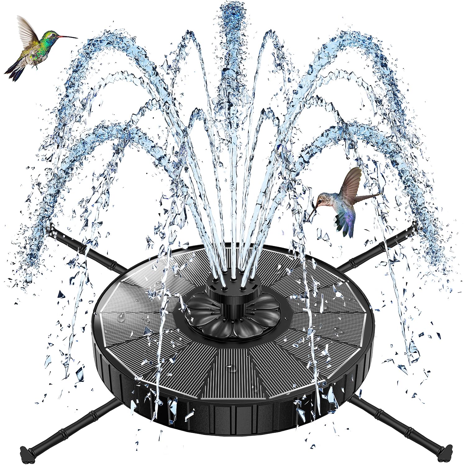 SZMP Solar Fountain with 3 Spray Height, 3.5W Glass Solar Bird Bath Fountain wit