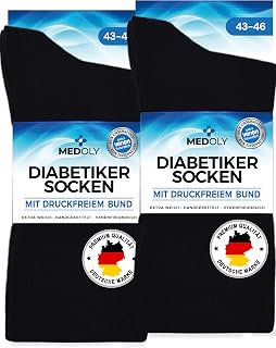 MEDOLY Unisex Diabetic Socks (6 Pairs) without Elastic Cuff, with 97% Cotton, Socks without Disturbing Seam