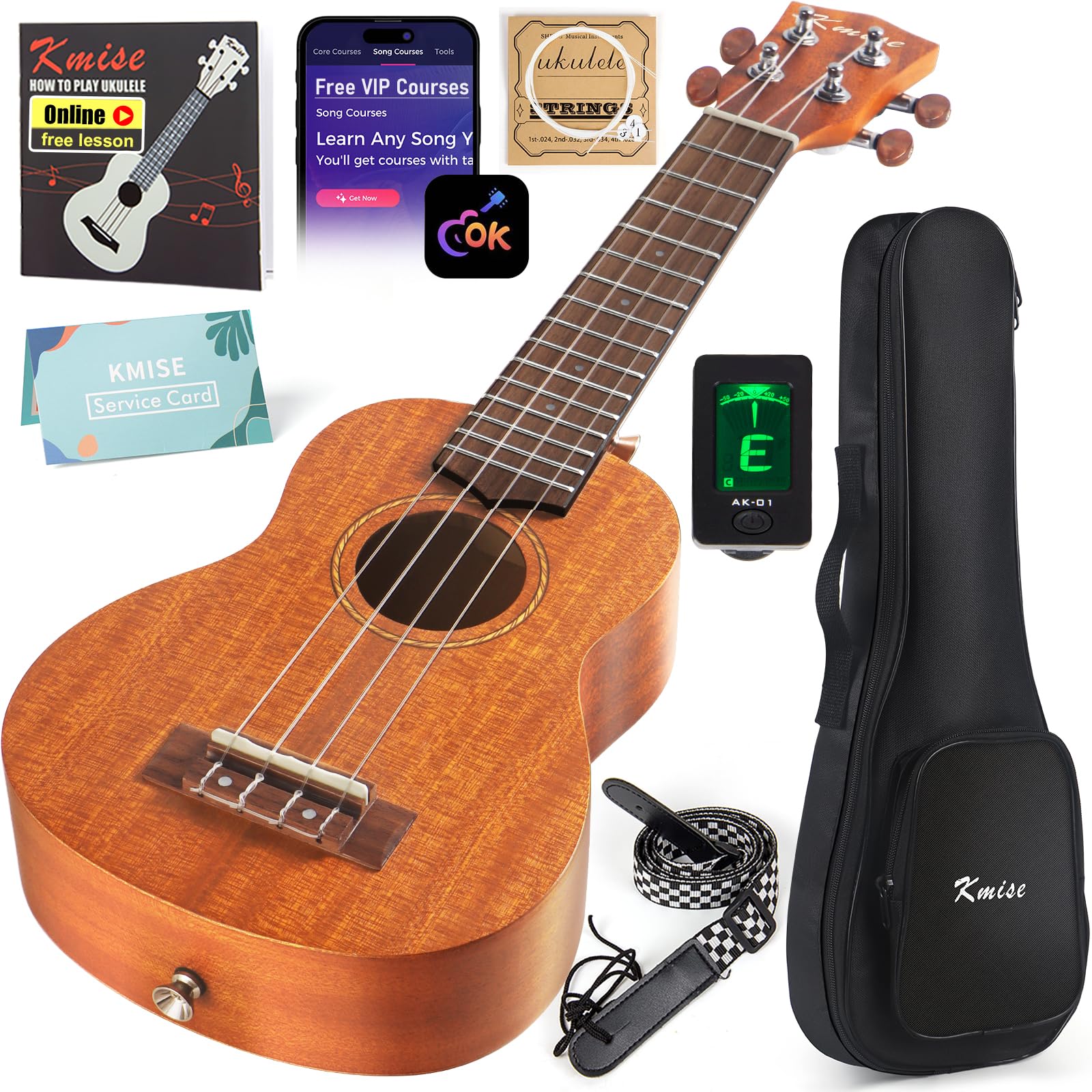 Kmise Professional Ukulele for Adult Beginner, Free Online Lesson 21 inch Sopran