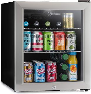 Subcold Super50 LED Beer Fridge | 55 Cans | 3-18°C | Glass Door | Lock & key, LED lighting and adjustable shelves with compressor cooling | For home bars, kitchens, offices & man caves