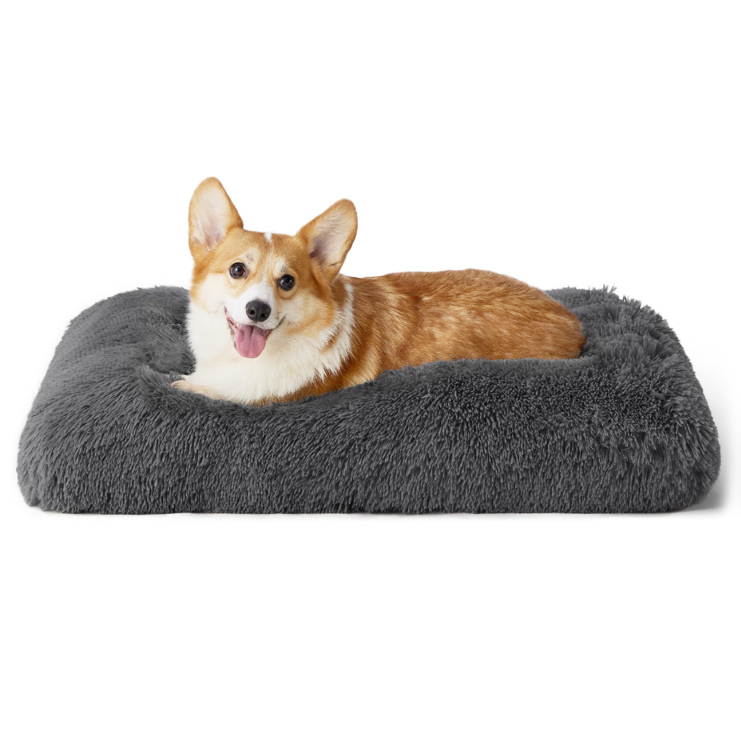 Bedsure Medium Dog Crate Bed Washable, Fluffy Mattress, 74x53cm, Dark Grey
