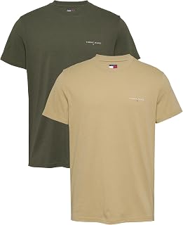 Tommy Jeans Tjm Slim 2pack Linear Chest Tee Dm0dm20353 Maglietta S/S Unisex - Adulto (Pacco da 2)
