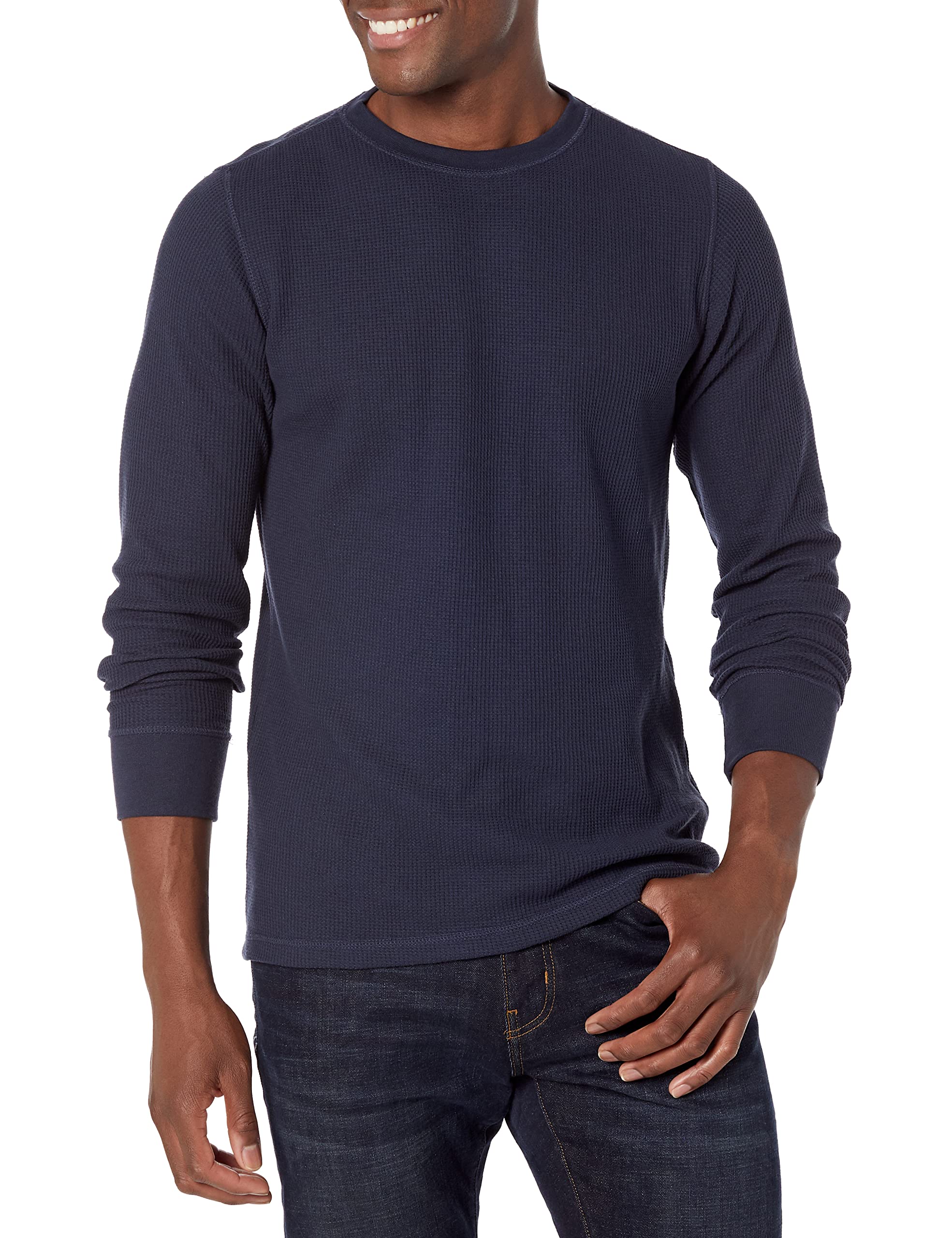 Amazon Essentials Men's Standard Fit Cotton Blend Long Sleeve Waffle Shirt