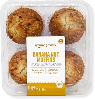Amazon Grocery, Banana Nut Muffins, 14 Oz, 4 Ct, Frozen