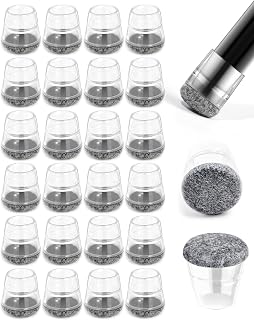 yomanta 24 PCS Silicone & Felt Chair Leg Floor Protectors - Scratch Proof & Noise Reducing Furniture Caps for Hardwood Floors - Round S Fits 12/16" to 15/16" (19–24mm), Gray