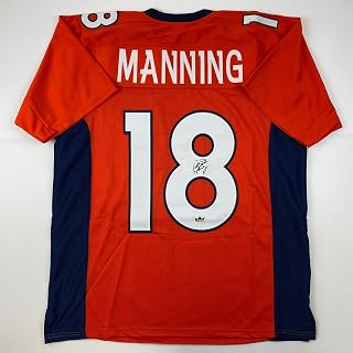 Facsimile Autographed Peyton Manning Denver Orange Reprint Laser Auto Football Jersey Size Men's XL