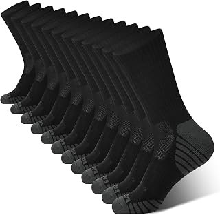 BAMBOO COOL Men's Crew Socks Athletic Cushioned Moisture Wicking 6 Pairs | Breathable, Anti-odor, Cushioned, Seamless & Anti-blister; for running, cycling, soccer, baseball, gym & workout.