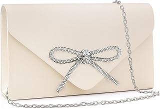 Bow Evening Bag Sparkly Clutch, Stylish Clutch Bag with Removable Chain, Versatile Evening Purse for Parties, Weddings & Cocktail Events