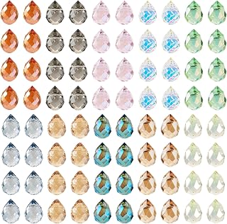 130 Pieces Faceted Glass Teardrop Beads Crystal Beads Prism Teardrop Pendant Chandelier Pendants for DIY Crafts Sunbaths Wind Bell Making