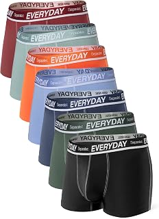 Separatec Pack of 7 Men's Boxer Briefs Multicolour Breathable Soft Cotton Underwear with Double Support Case
