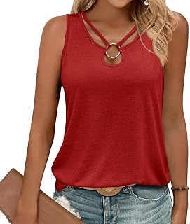 Gihgoew Summer Tank Tops for Women 2025 Keyhole Neck Sleeveless Fashion Cute Tops