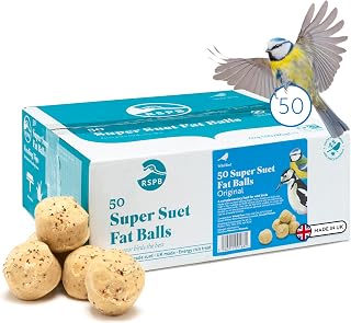 RSPB - Fat Balls for Wild and Small Birds, High Energy Suet Balls, Made in the UK, Delicious and Nutritious, Suitable for Year-Round Feeding (Box of 50)
