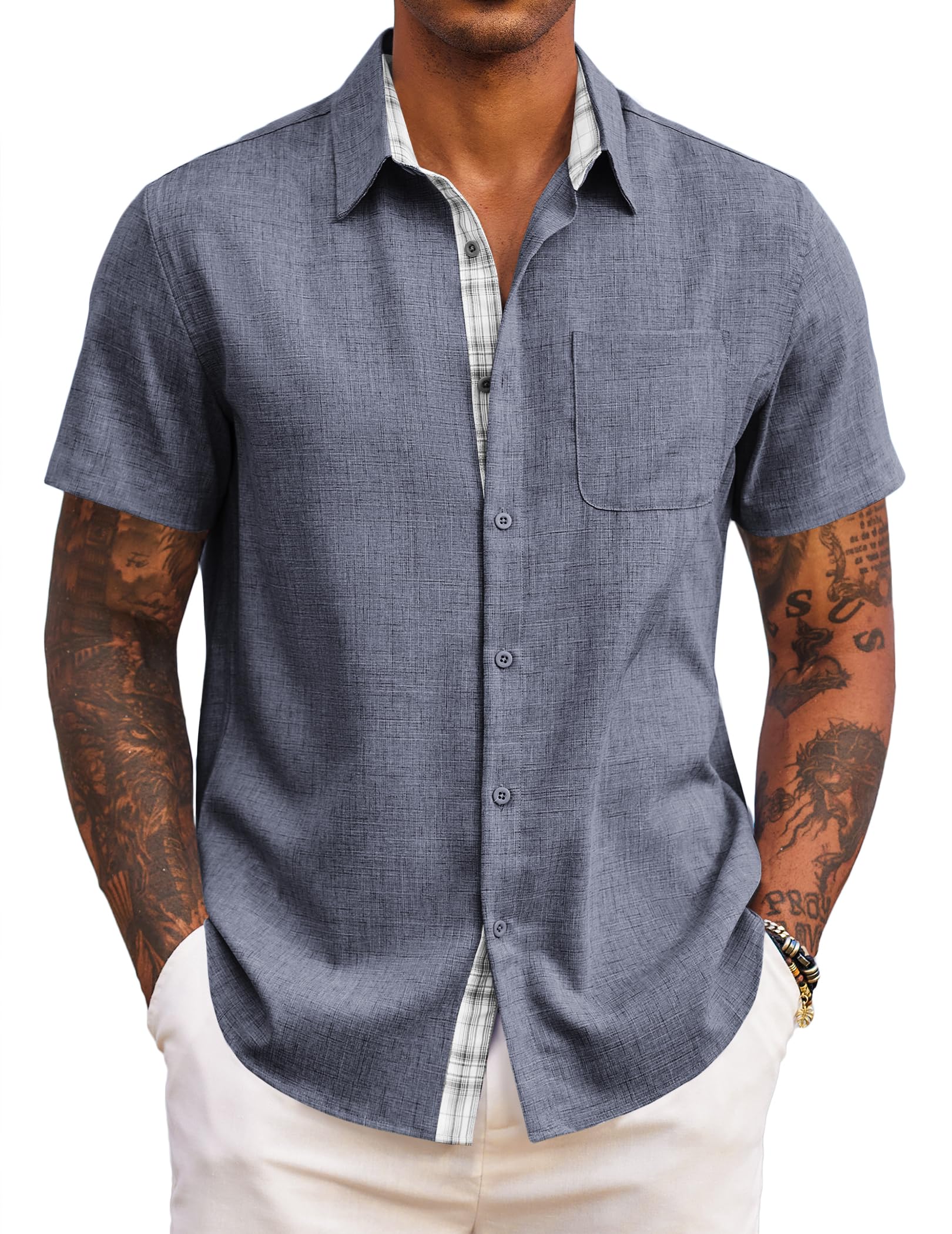 COOFANDY Mens Short Sleeve Summer Shirts Casual Regular Fit Shirts Holiday Beach
