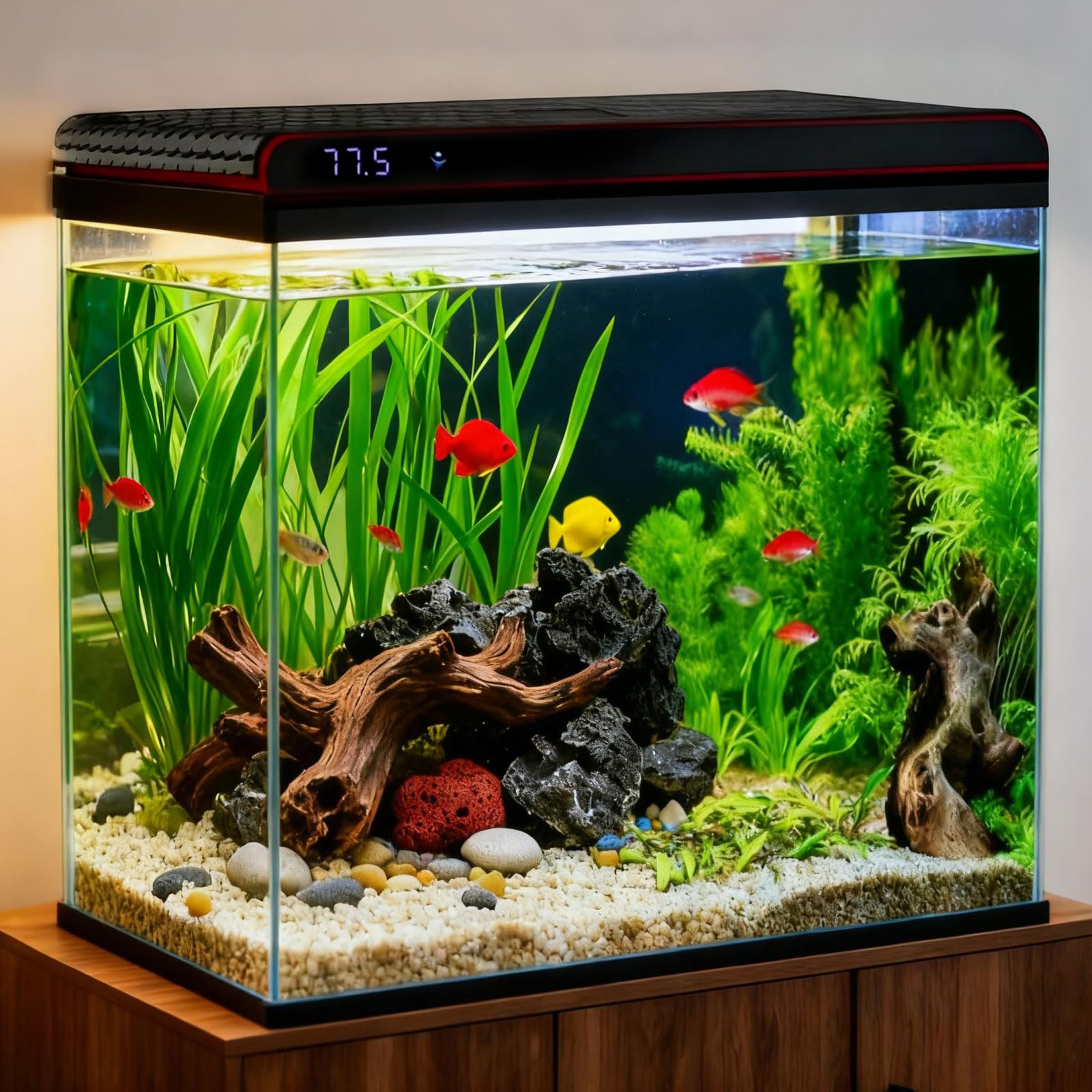 Coospider 20 Gallon Glass Fish Tank, Aquarium Starter Kit, Simple Self-Cleaning 