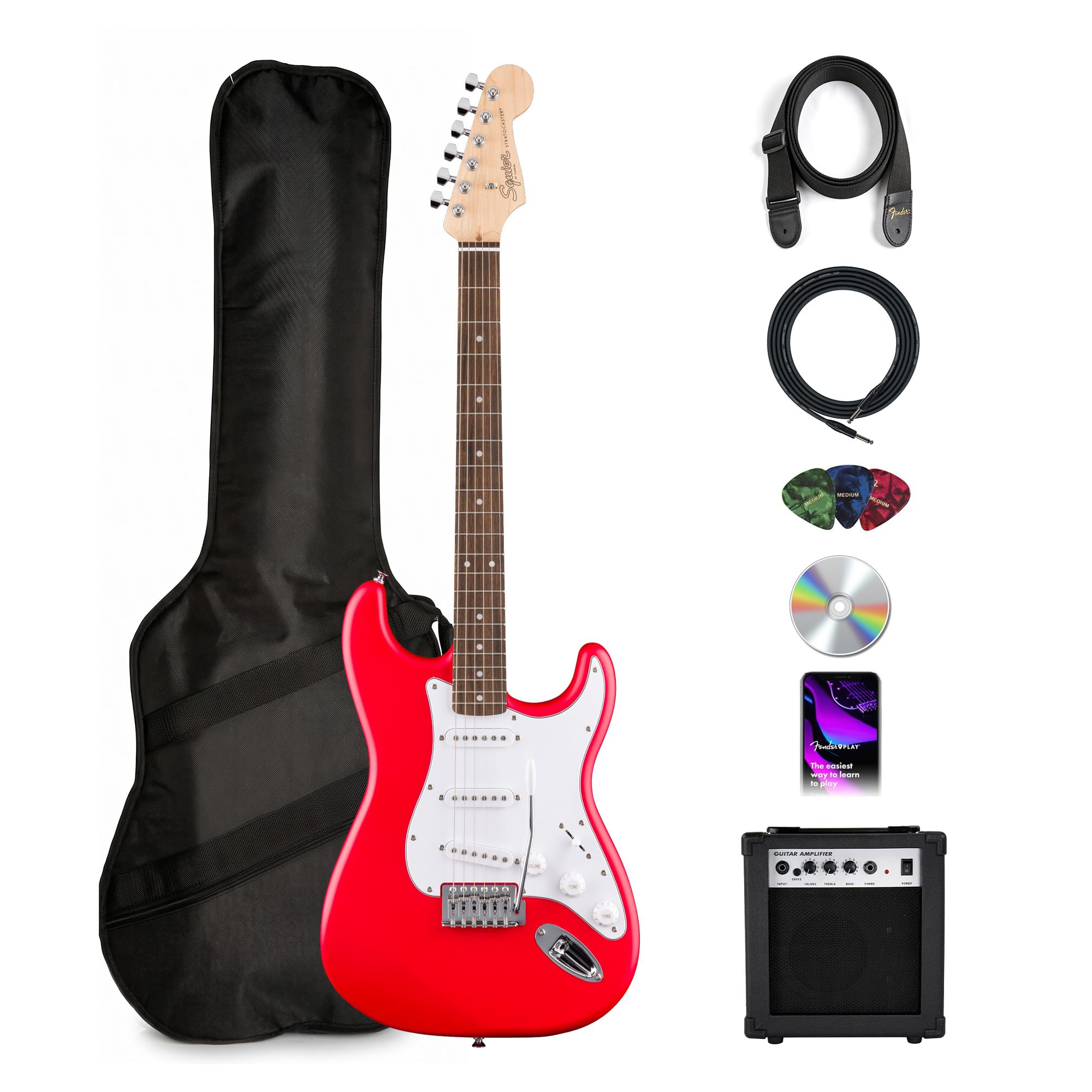 Fender Squier Stratocaster - Torino Red Bundle with Amplifier, Gig Bag, Strap, I